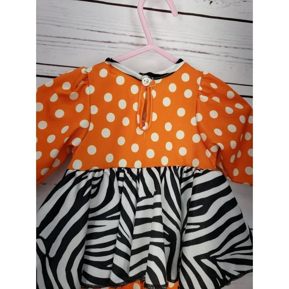 Laura Dare Orange Blue Dots Animal‎ Print Girls 6 Months Boutique One Piece